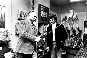 Moustache Prints: Actor Jimmy Edwards with golfer John Jacobs at his golfing centre in Gosforth on 13th