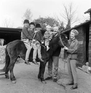 Actor Leslie Phillips with his wife Penelope Bartley and their four children, Caroline
