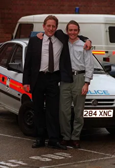 Actor Mark Wingett who stars in The Bill seen here with brother Matthew who has written a