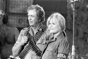 Ammunition Prints: Actor Michael Caine with Valerie Perrine during filming of their latest movie