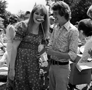 Fundraising Prints: Actor Michael Crawford holds a barbeque in the garden of his home in Wimbledon