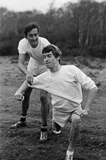 Actor Michael Crawford training with Olympic athlete Gordon Pirie for his upcoming role