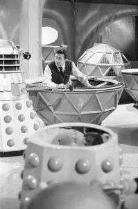One Mid Adult Man Only Prints: Actor Murphy Grumbar seen here extracting himself from a Mechanoid during the filming of