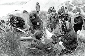 Actor Paul Darrow filming of cult series Blakes 7 on a Northumberland coast in 1979