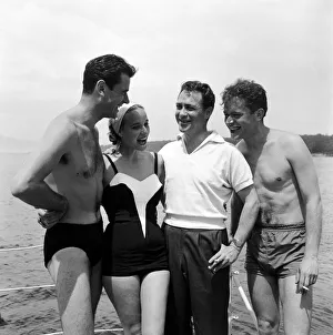 Actor Richard Todd with friends at Cannes Film Festival in 1959