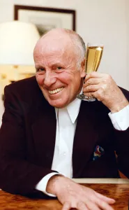 Actor Richard Wilson toasts the resounding successes of 1992. 29th December 1992