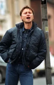 Screen Prints: Actor Robert Carlyle outside the glasgow film theatre shouting at photographers March