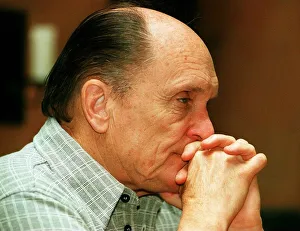 Actor Robert Duvall in Glasgow May 1998 hands clasped at face
