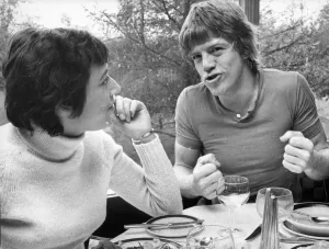 Talking Prints: Actor Robin Askwith is interviewed over lunch by reporter Avril Deane while he was