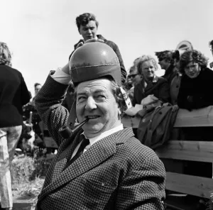 Go Kart Prints: Actor Rupert Davies at the Regent Show Business Car Club Motoring Garden Party