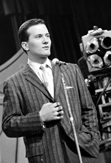 Actor and Singer Pat Boon performing on stage January 1957