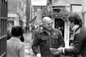 Actor: Telly Savalas (Kojack the Brooklyn cop on T. V. ) is in London for a few days to