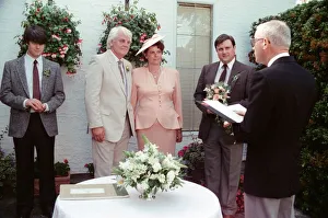 Actor Tony Booth and Nancy Jaeger at their wedding in the Jaeger family