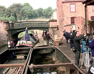 Barge Prints: Actors cameramen and frogmen on hand at the Black Country Museum during the filming of