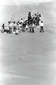 Horses Prints: Actors and crew members of Robin Hood sort out their problems on the windswept beaches of
