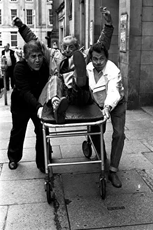 00481 Prints: Actors Peter Baldwin, Ben Warriss and David Ross outside the Theatre Royal