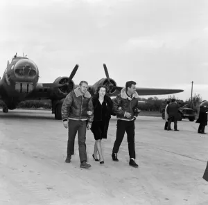 Bomber Jacket Prints: Actors Steve McQueen (left), Robert Wagner and Shirley Anne Field filming the War Lover