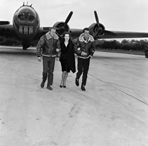 Actors Steve McQueen (left), Robert Wagner and Shirley Anne Field filming the War Lover