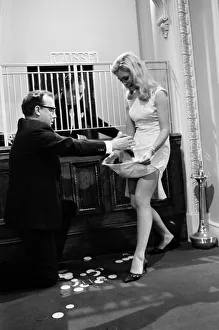 Actress Alexandra Bastedo seen here with Eric Morecombe filming a scene from the Riviera