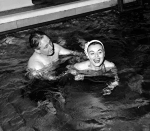 Swimming Costumes Prints: Actress Anne Heywood learning to swim for her role in the film Floods of Fear