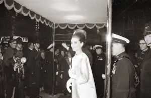Long Prints: Actress Audrey Hepburn at the film premiere of My Fair Lady in London January 1965