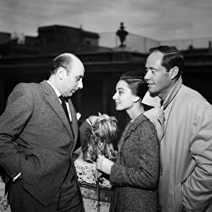 Movies Prints: Actress Audrey Hepburn and her husband Mel Ferrer (right) photographed in Rome