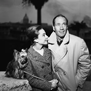 00279 Prints: Actress Audrey Hepburn pictured with her American film actor husband Mel Ferrer