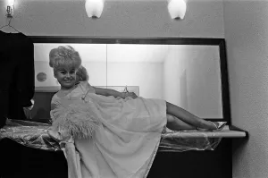 Actress Barbara Windsor in her dress that she plans to wear for the Royal premiere of her