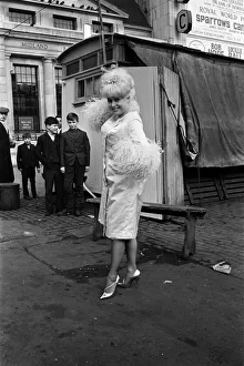 01108 Prints: Actress Barbara Windsor in her dress that she plans to wear for the Royal premiere of her