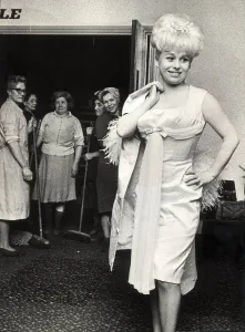 Actress Barbara Windsor in her dress that she plans to wear for the Royal premiere of her