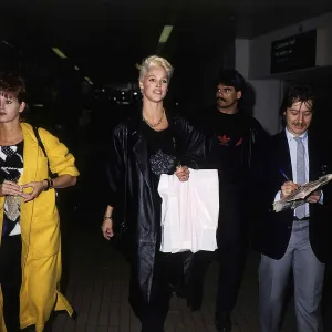 Actress Brigitte Neilson, wife of Sylvester Stallone, arriving at Heathrow Airport