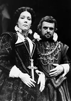 Actress Diana Rigg and Anthony Hopkins in an Old Vic theatre production of Macbeth
