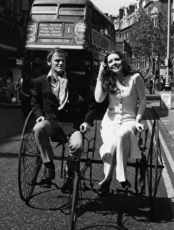 Actress Diana Rigg and Kieth Michell in Charing Cross Road in London 1970