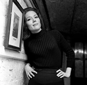 Images Dated 12th November 2015: Actress Diana Rigg, star of The New Avengers, leaning against a wall with her hands