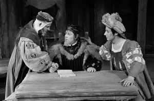 Actress Diana Rigg with Bill Travers & Peter Jeffrey in production of Taming of the Shrew