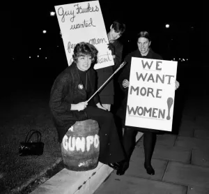Actress Diane Heart and members of her pressure group for women in Parliament staged a