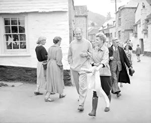 Boots And Shoes Prints: Actress Eve Bartok on film location in Polperro Cornwall with German actor Kurd Jurgen