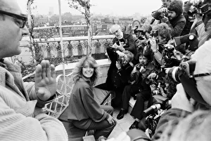 US actress Farrah Fawcett Majors pictured at a photo reception at the Dorcester Hotel in