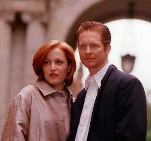 Actress Gillian Anderson the star of the television programme The X Files in Glasgow with