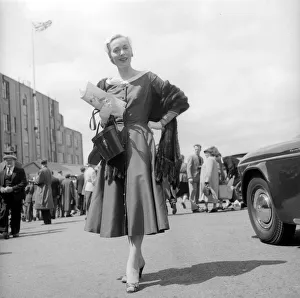 Square Prints: Actress Greta Gynt at the Epsom Derby Horserace June 1956