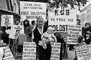 Actress Hayley Mills and her six month old baby Crispian attend a staged demonstration