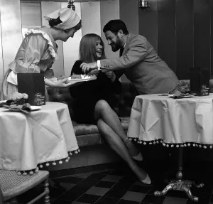 Eating Out Prints: Actress Helen Mirren October 1965 With Artist Nicholas Egon in