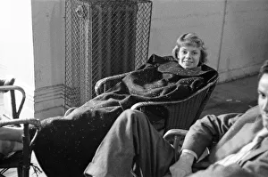 Actress Jill Bennett pictured taking a rest while working on the television play