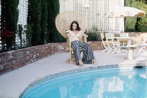 Swimming Pool Prints: Actress Joan Collins at her Beverly Hills home - June 1975 dbase MSI