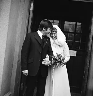 Theatres Prints: Actress Judi Dench marries actor Michael Williams at St Marys Catholic Church