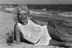 Drink Prints: Actress Julie Goodyear, Bet Lynch in Coronation Street, on holiday in Portugal