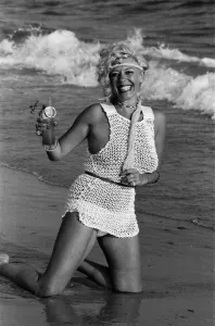 Actress Julie Goodyear, Bet Lynch in Coronation Street, on holiday in Portugal