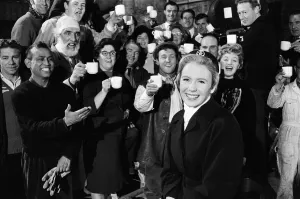 Actress Juliet Mills celebrates her 21st Birthday at Pinewood Studios during the filming