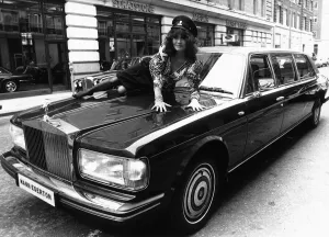 Screen Prints: Actress Kate O Mara on the bonnet of a Rolls Royce October 1987 Of Dynasty