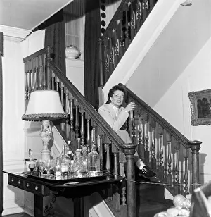 Actress Katharine Hepburn holds a press reception in a house in Westminster